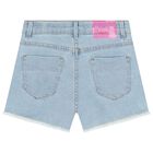 Girls Blue Denim Sequin Shorts, 1, hi-res