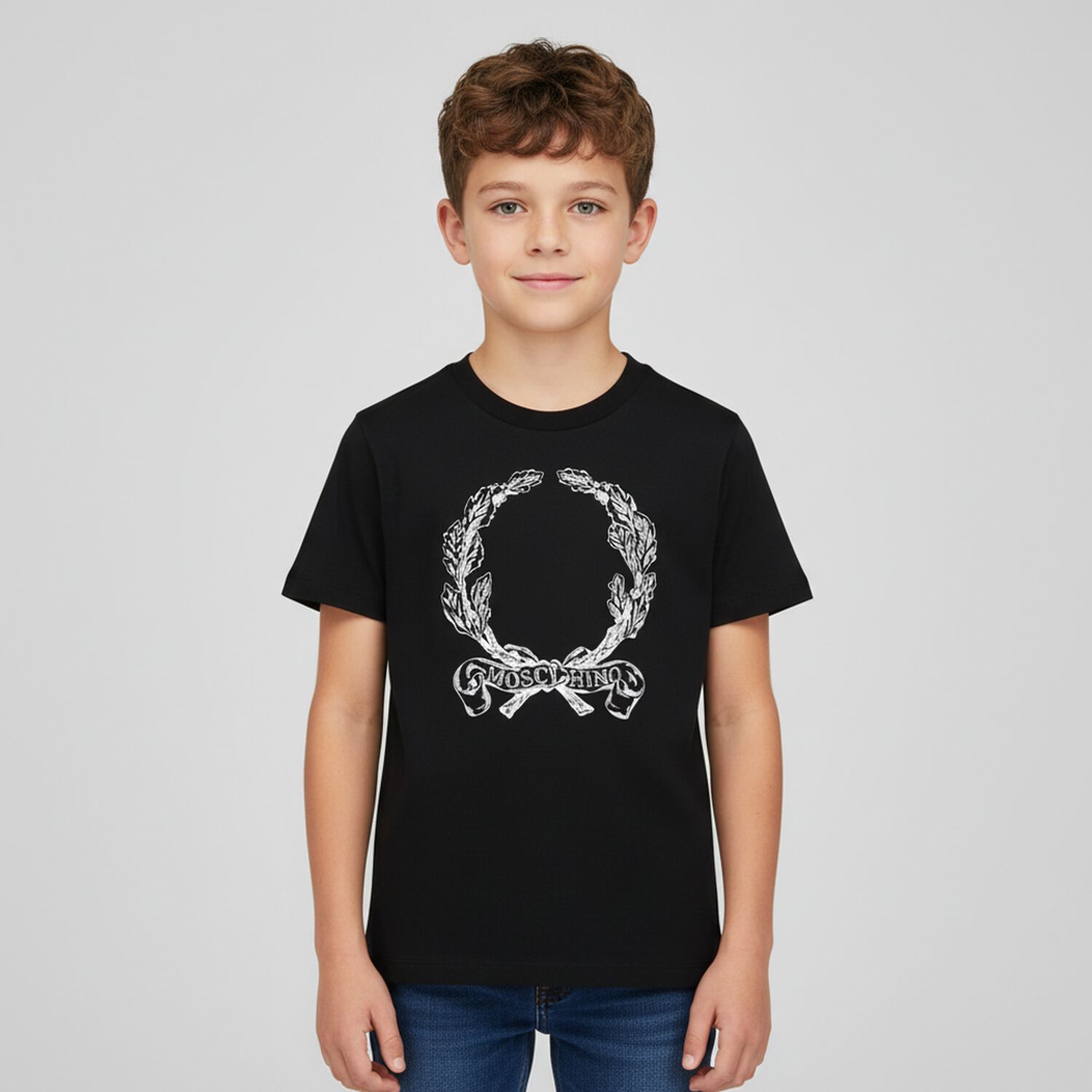 Black Logo Leaf Crest T-Shirt, 1, hi-res