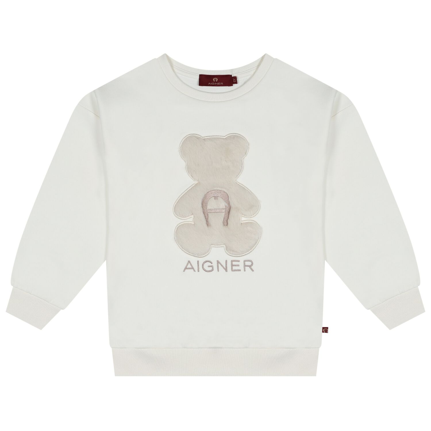Girls Ivory Faux Fur Teddy Bear Sweatshirt, 1, hi-res