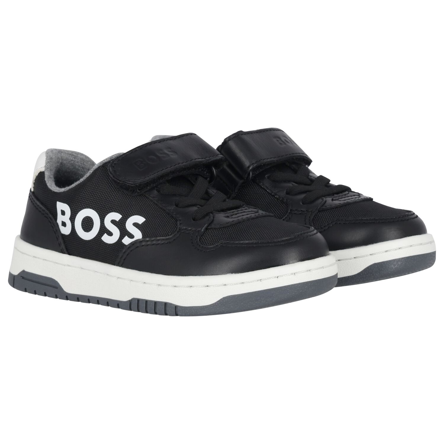 Boys Black & White Logo Trainers, 1, hi-res image number null