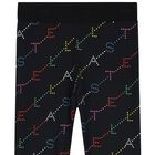 Girls Black Logo Leggings, 1, hi-res