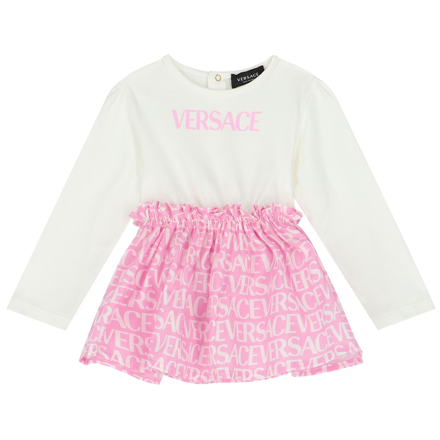 Baby Girls Ivory & Pink Logo Dress Set, 1, hi-res