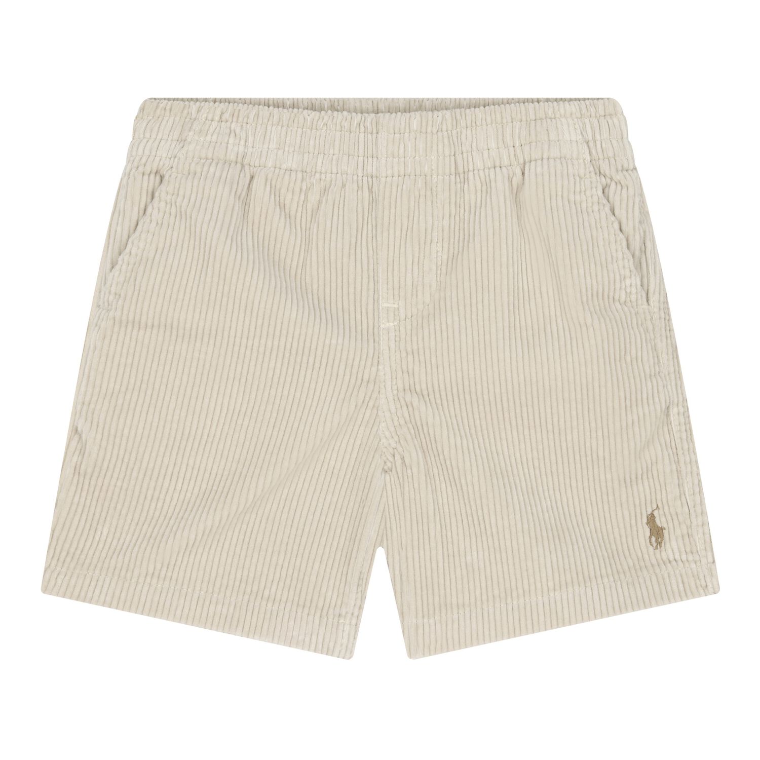 Baby Boys Beige Logo Corduroy Shorts, 1, hi-res