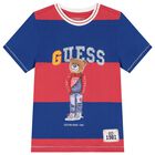 Boys Red & Blue Striped Teddy Bear T-Shirt, 1, hi-res