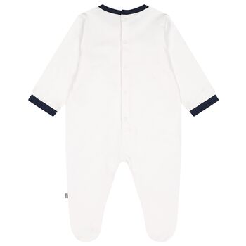 Baby Boys White Logo Babygrow