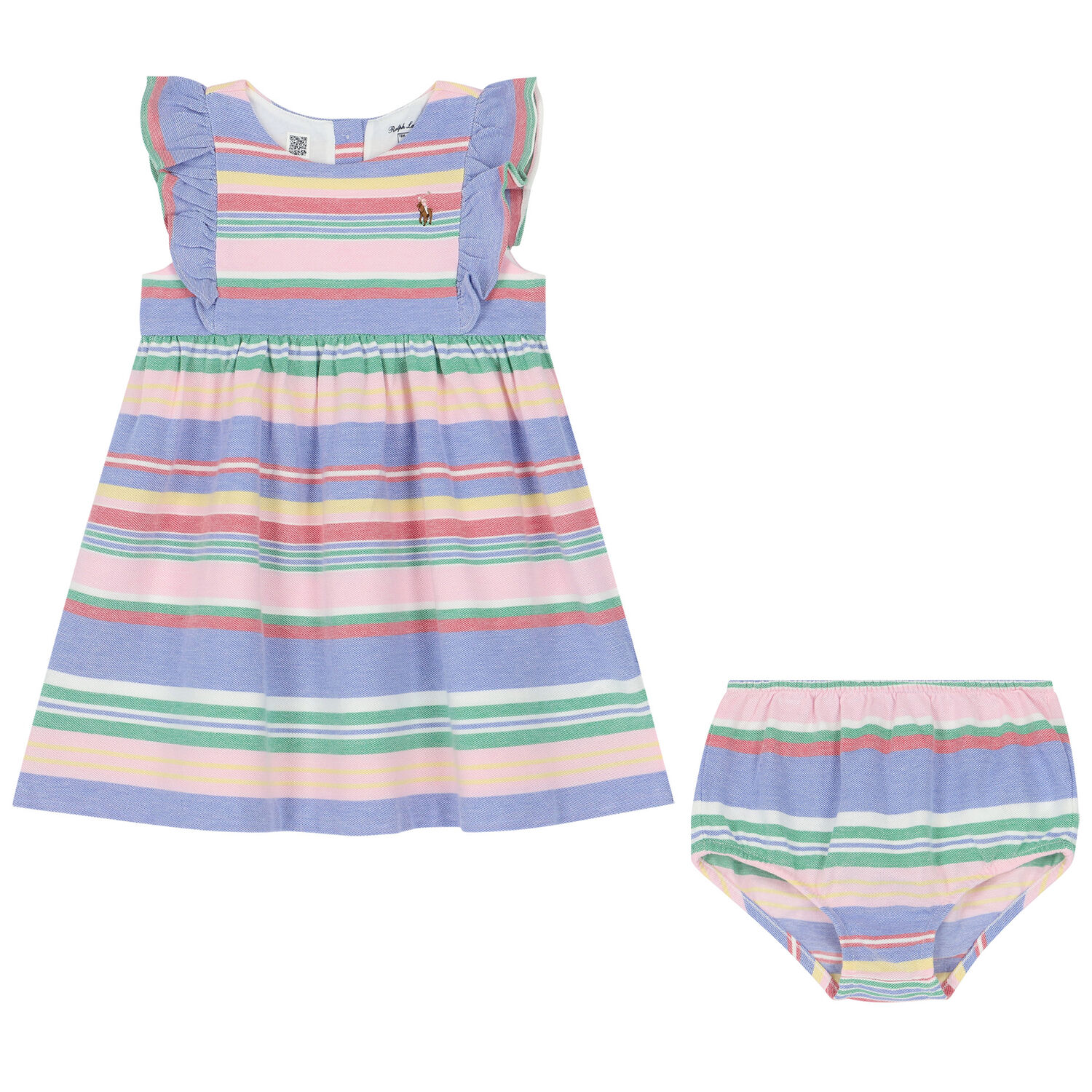 Baby Girls Multi-Colored Striped Logo Dress Set, 1, hi-res