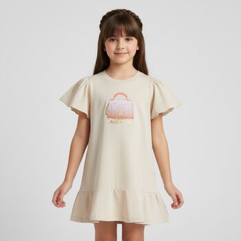 Girls Beige Bag Dress