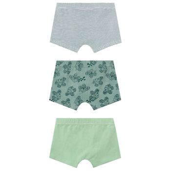 Boys White & Green Boxer Shorts ( 3-Pack )