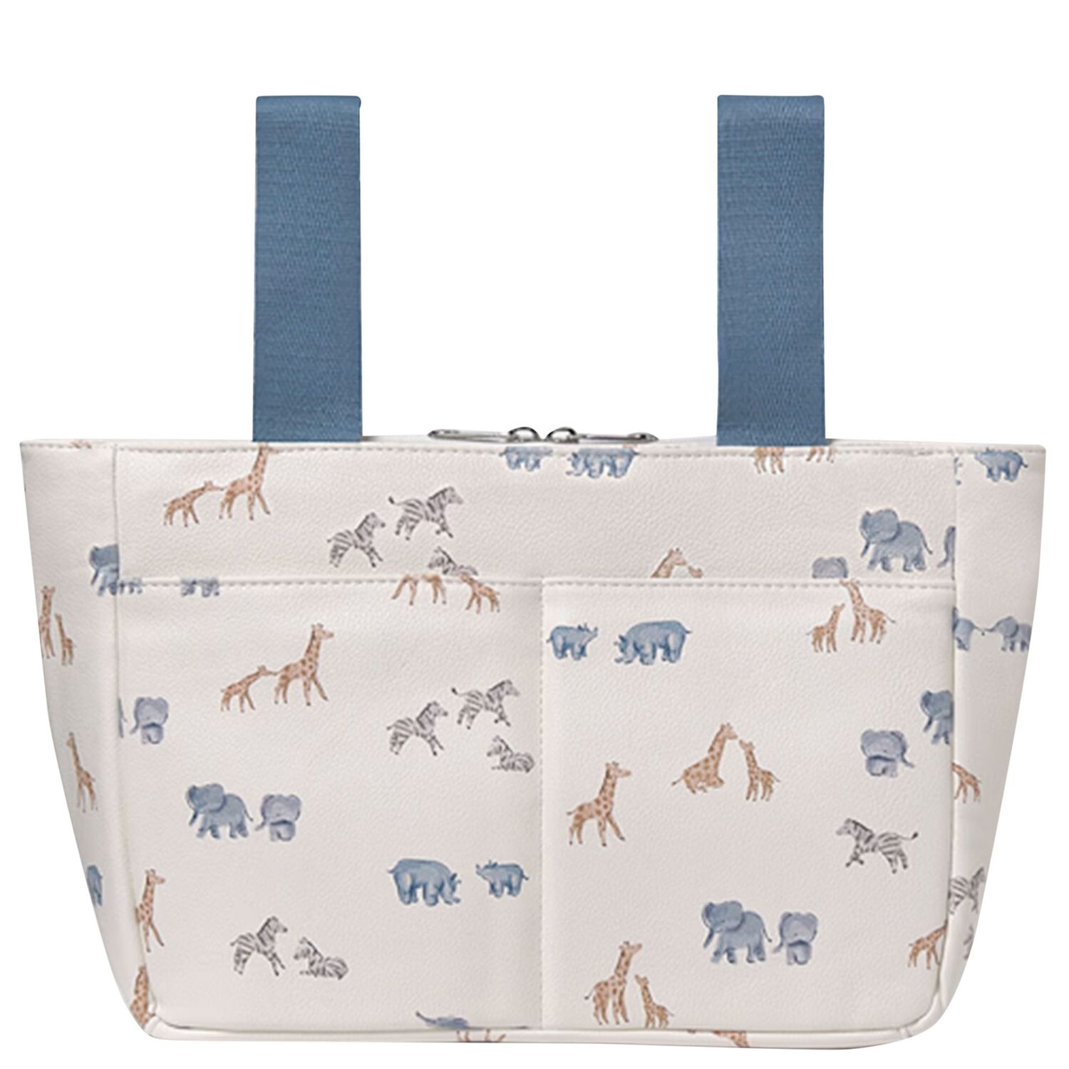 Ivory & Blue Animals Baby Changing Bag, 2, hi-res