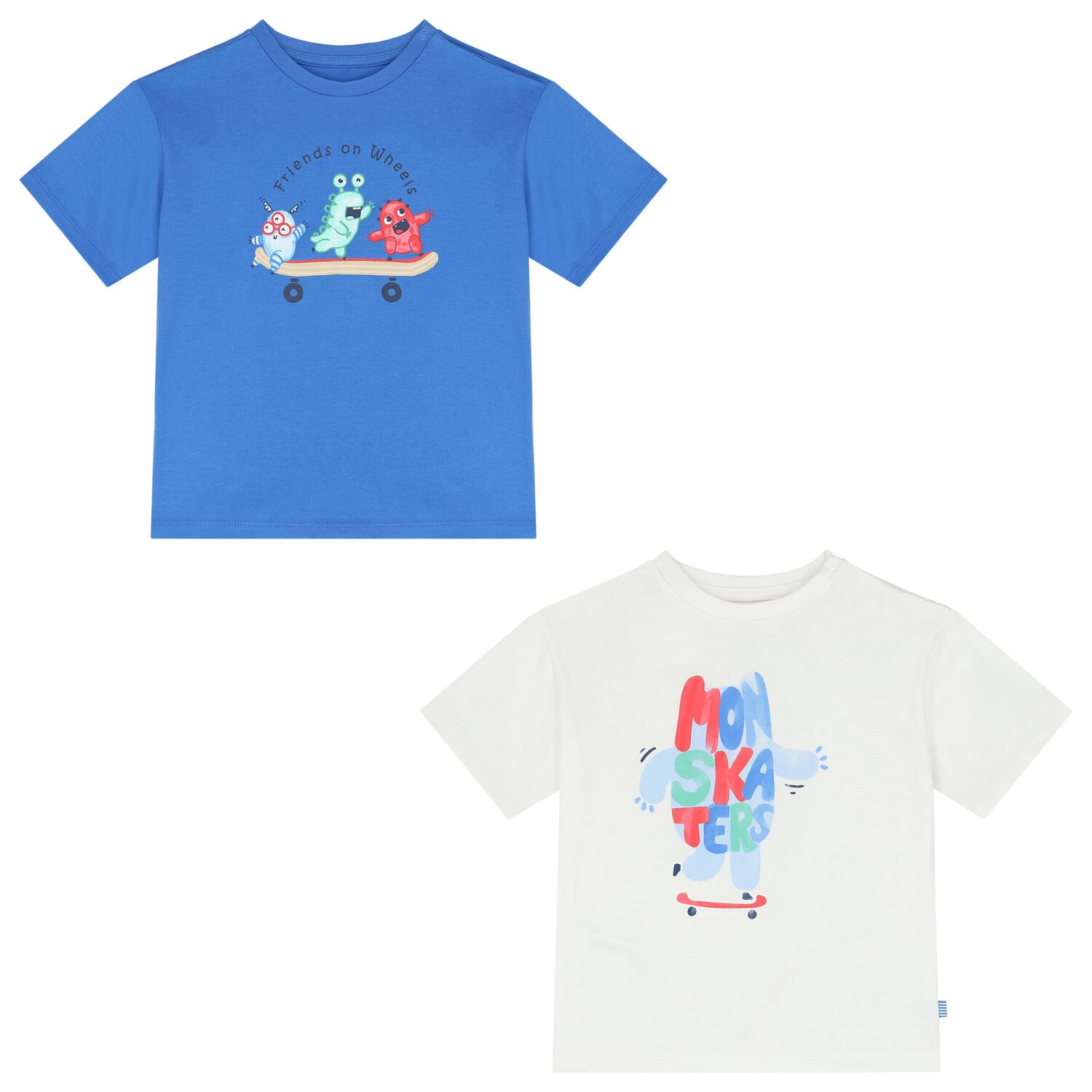 Younger Boys Blue & White T-Shirts ( 2-Pack ), 1, hi-res