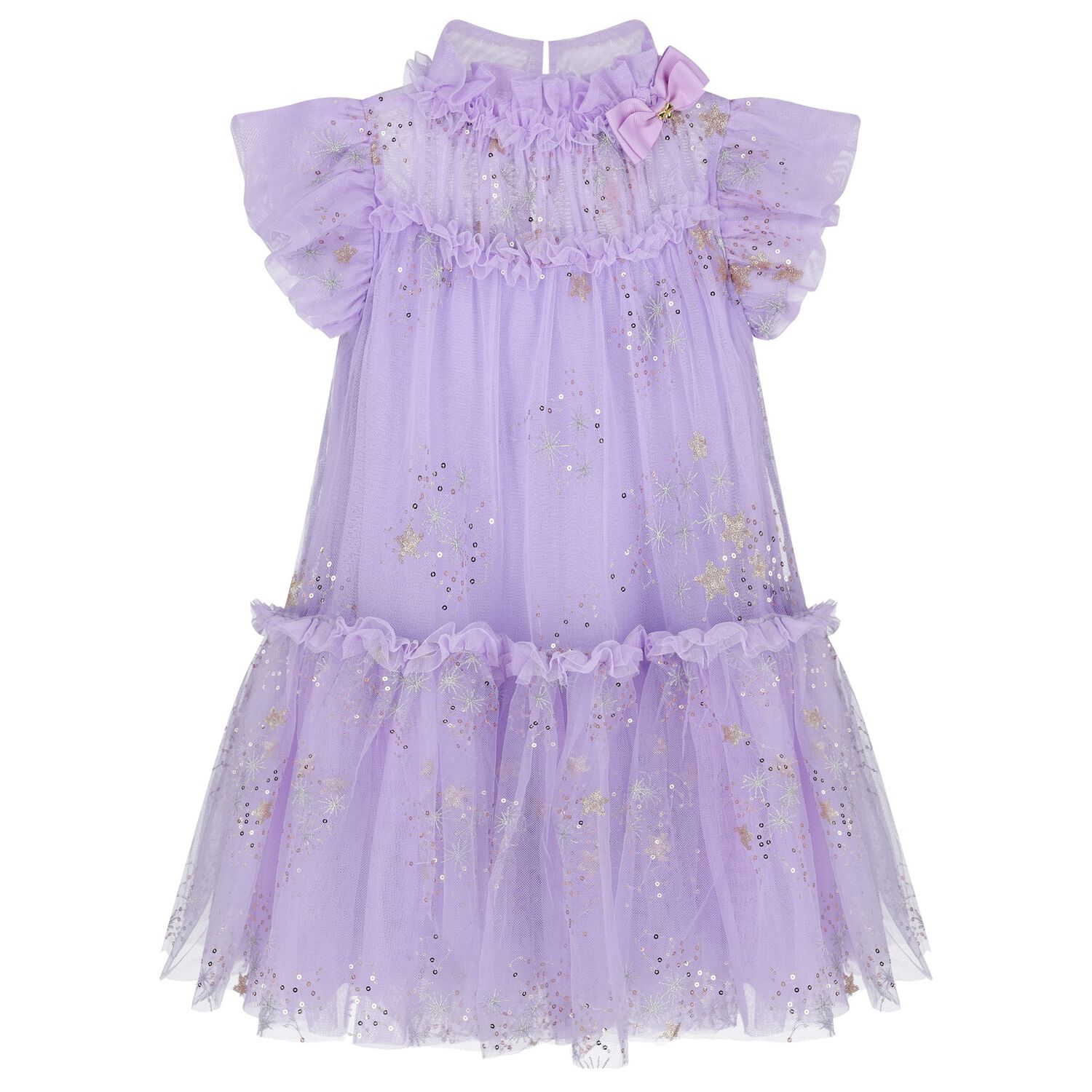 Girls Purple Embellished Tulle Dress, 1, hi-res