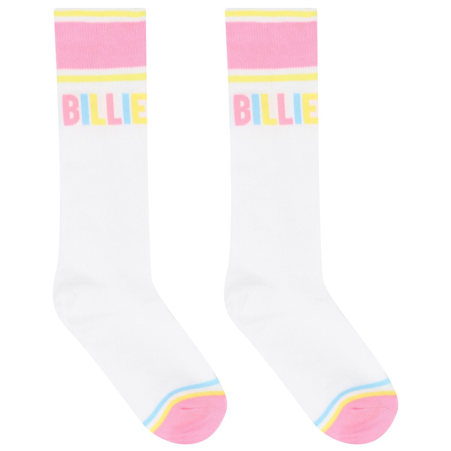 Girls White & Yellow Logo Socks ( 2-Pack ), 1, hi-res image number null