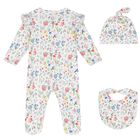 Baby Girls White Floral Babygrow Set, 1, hi-res