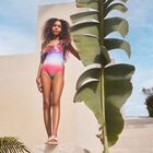 Girls Rainbow Ruffle Swimsuit (UPF50+), 1, hi-res
