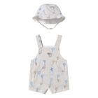 Baby Boys Striped Dungaree Romper & Hat Set, 1, hi-res