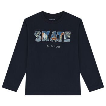 Boys Navy Blue Skate Long Sleeve Top