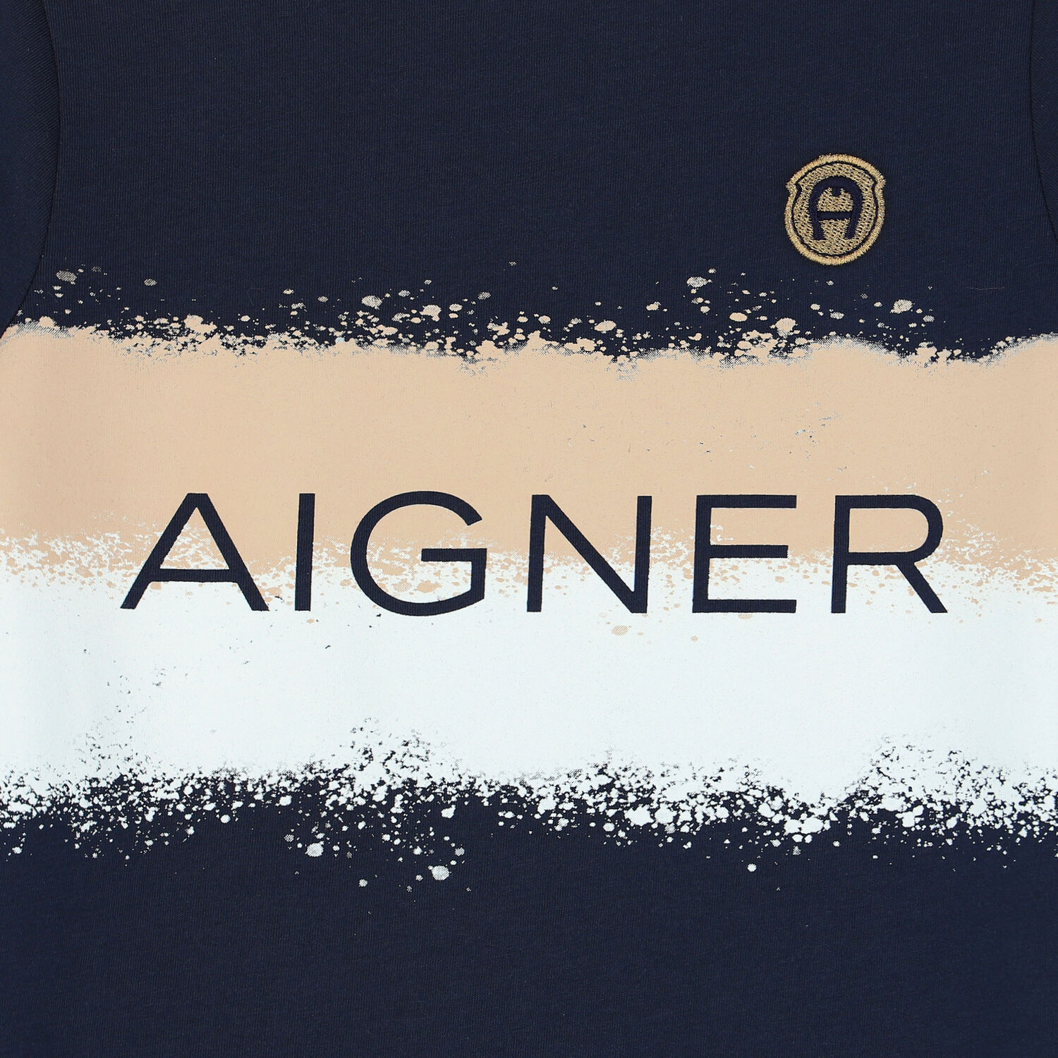 Boys Navy Striped Logo T-Shirt, 1, hi-res