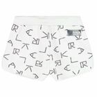 Girls White Logo Shorts, 1, hi-res