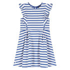 Girls Blue & White Striped Dress, 2, hi-res
