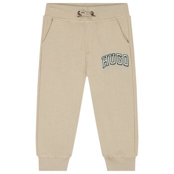 Boys Beige Logo Joggers