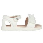Younger Girls White Logo Sandals, 2, hi-res