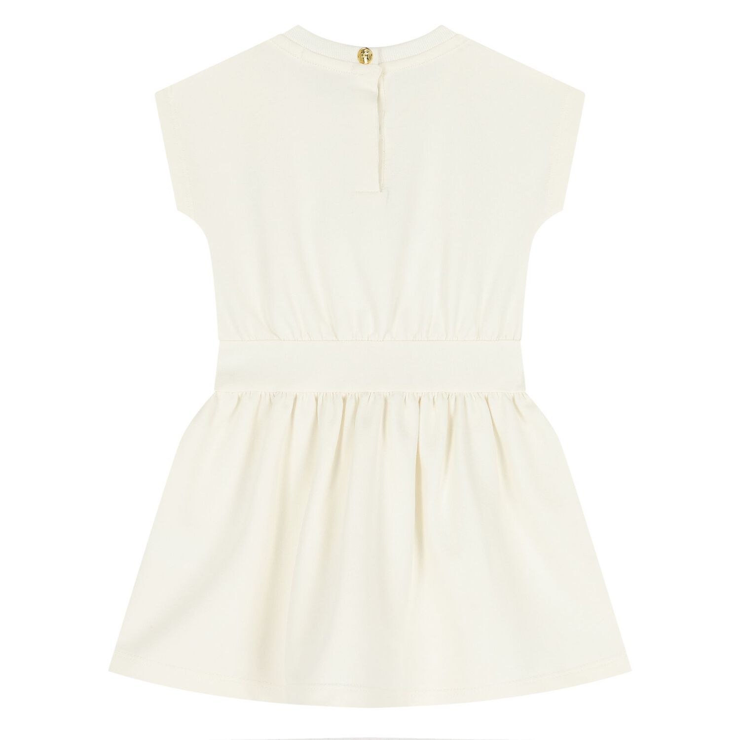 Younger Girls Ivory Logo Dress, 1, hi-res