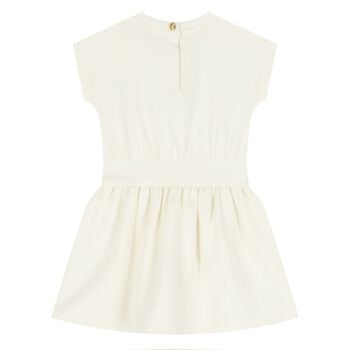 Younger Girls Ivory Logo Dress