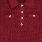 Girls Burgundy Red Pointelle Knitted Dress, 1, hi-res