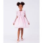 Girls Pink Organza Bow & Ruffle Dress, 1, hi-res