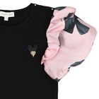 Girls Black Bow T-Shirt, 1, hi-res