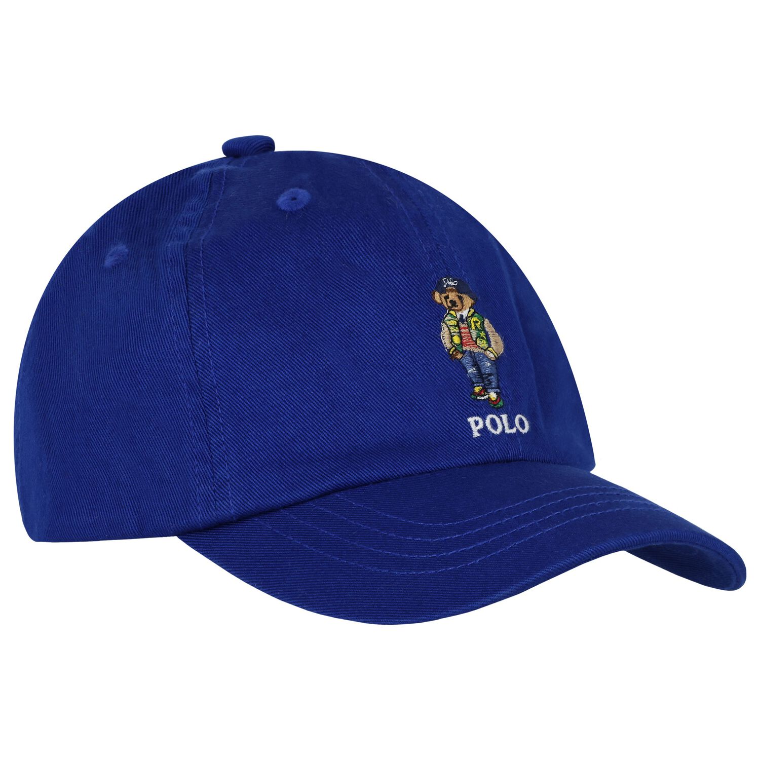 Boys Blue Polo Bear Cap, 1, hi-res