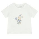 Baby Boys White & Blue Bunny Shorts Set, 2, hi-res