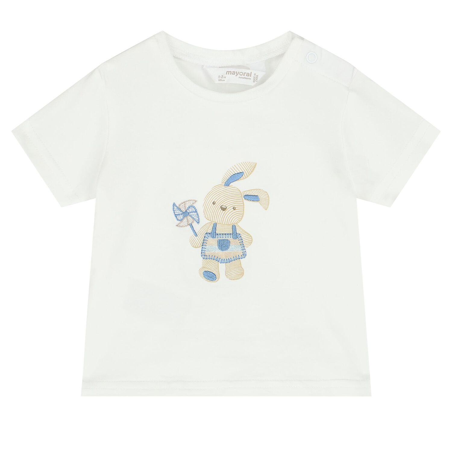 Baby Boys White & Blue Bunny Shorts Set, 2, hi-res