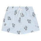 Younger Boys Blue & White Octopus Swim Shorts, 1, hi-res