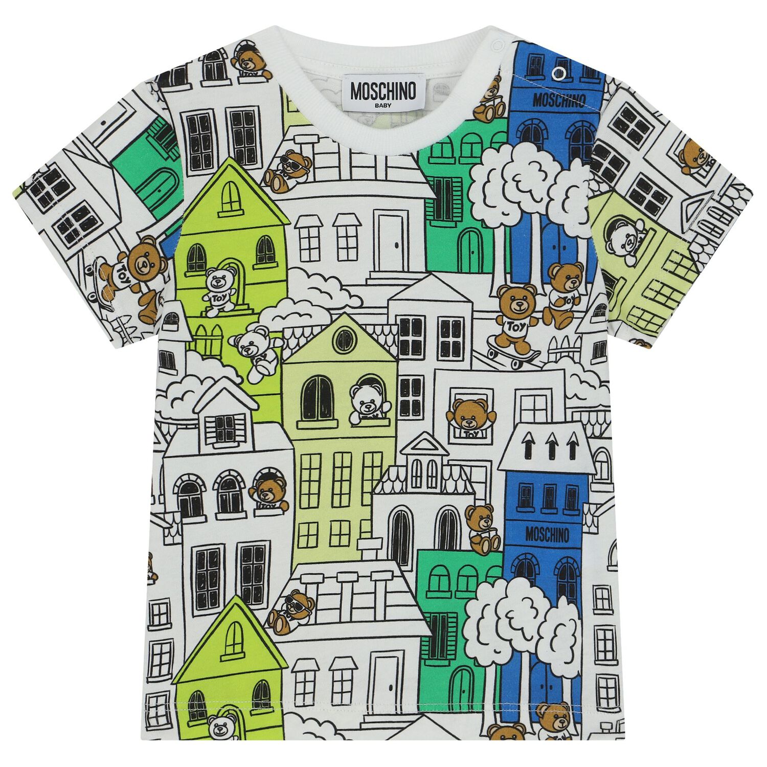 Younger Boys White & Green Logo Shorts Set, 1, hi-res