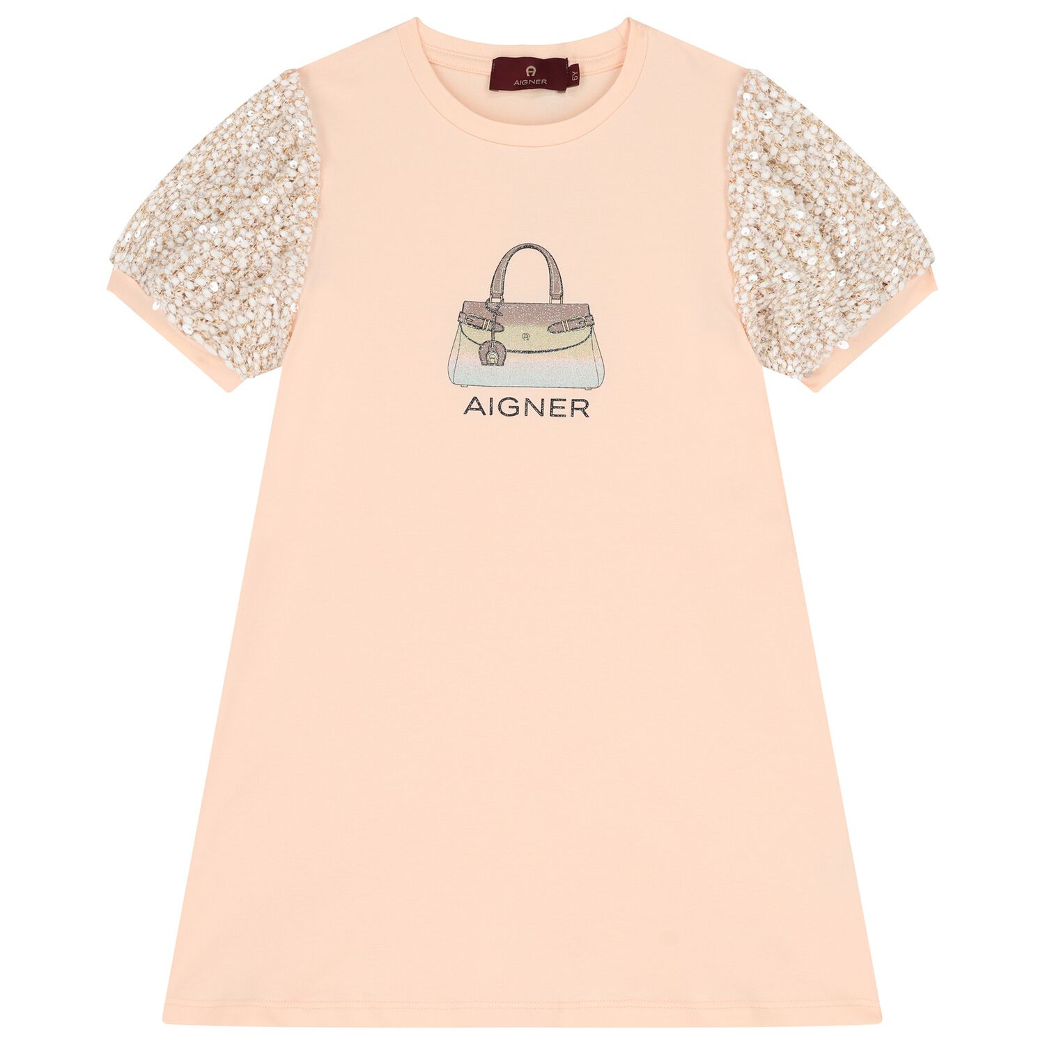 Girls Pink Bag Logo Dress, 3, hi-res