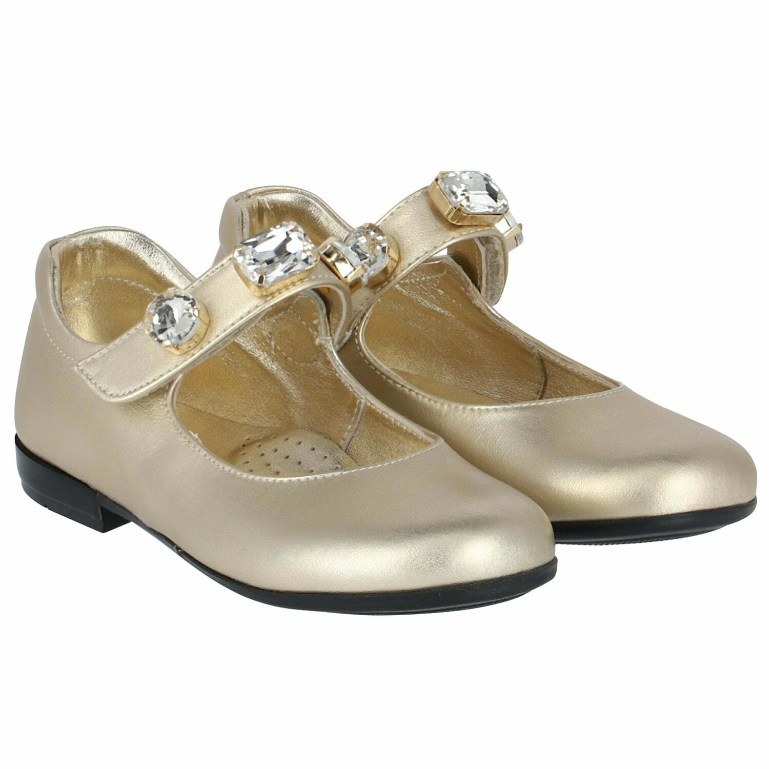 Girls Gold Embellished Shoes, 1, hi-res