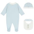 Baby Boys Blue & Ivory Logo Babygrow Gift Set , 2, hi-res