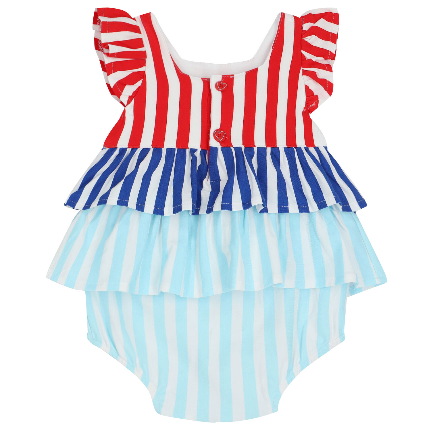 Baby Girls Red, White & Blue Striped Shortie, 1, hi-res