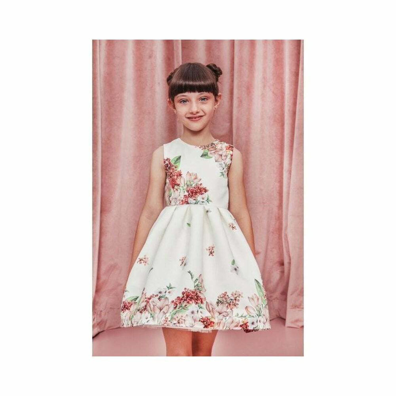 Girls Sleeveless Floral Dress, 1, hi-res