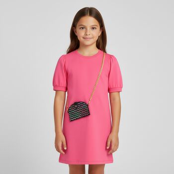 Girls Pink Logo Bag Dress