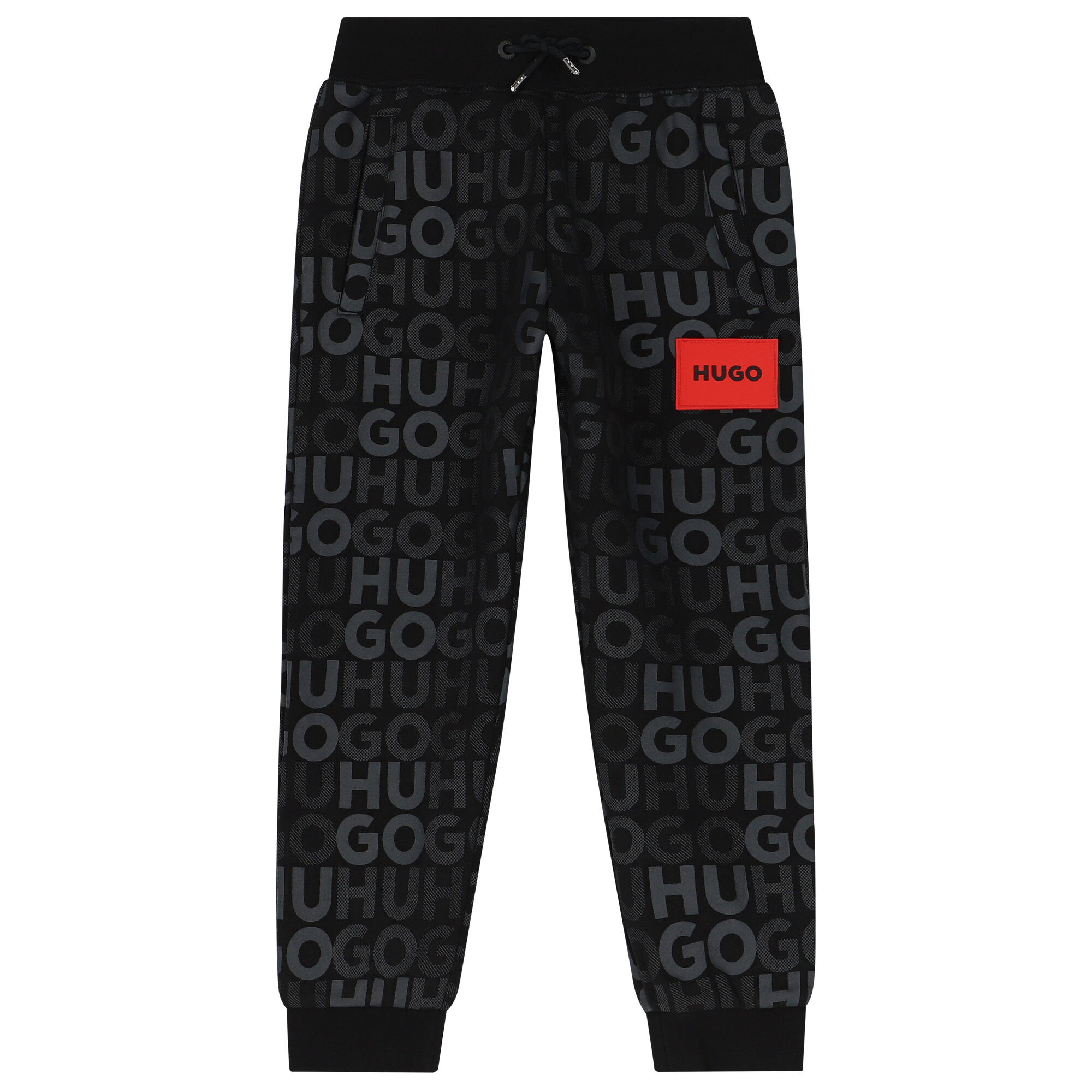 HUGO Boys Black Logo Joggers Junior Couture UK