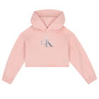 Girls Pink Logo Hooded Top, 1, hi-res