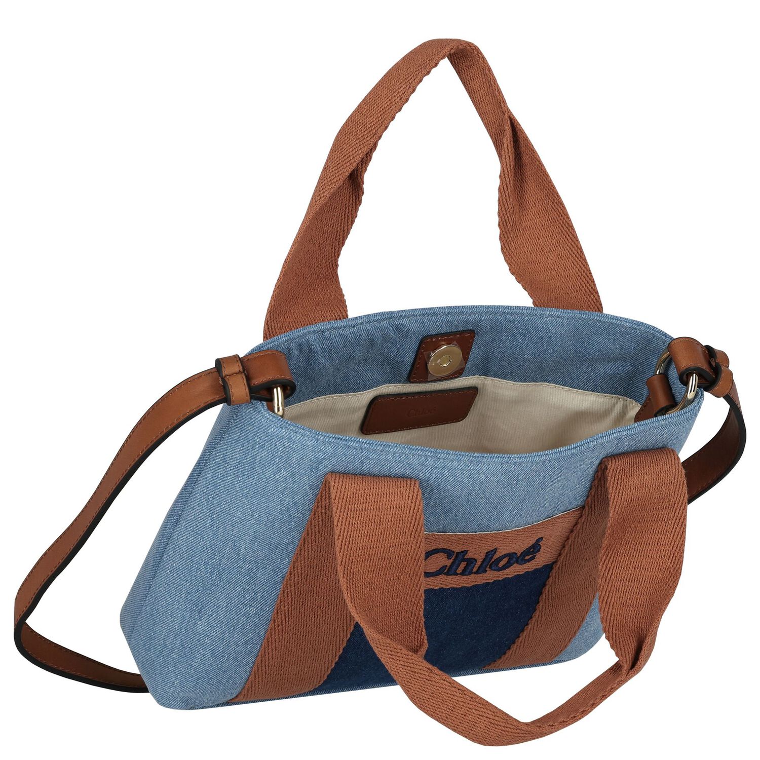 Girls Blue Logo Denim Handbag, 1, hi-res image number null