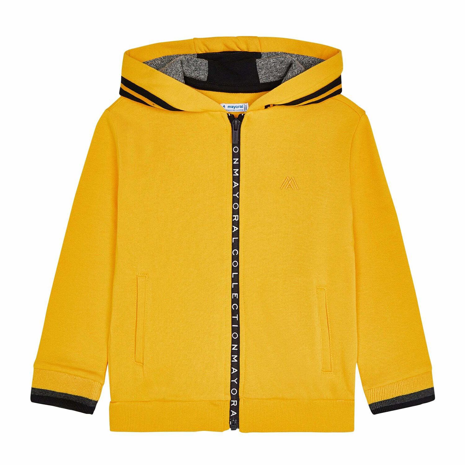 Boys Yellow Logo Zip Up Top, 2, hi-res
