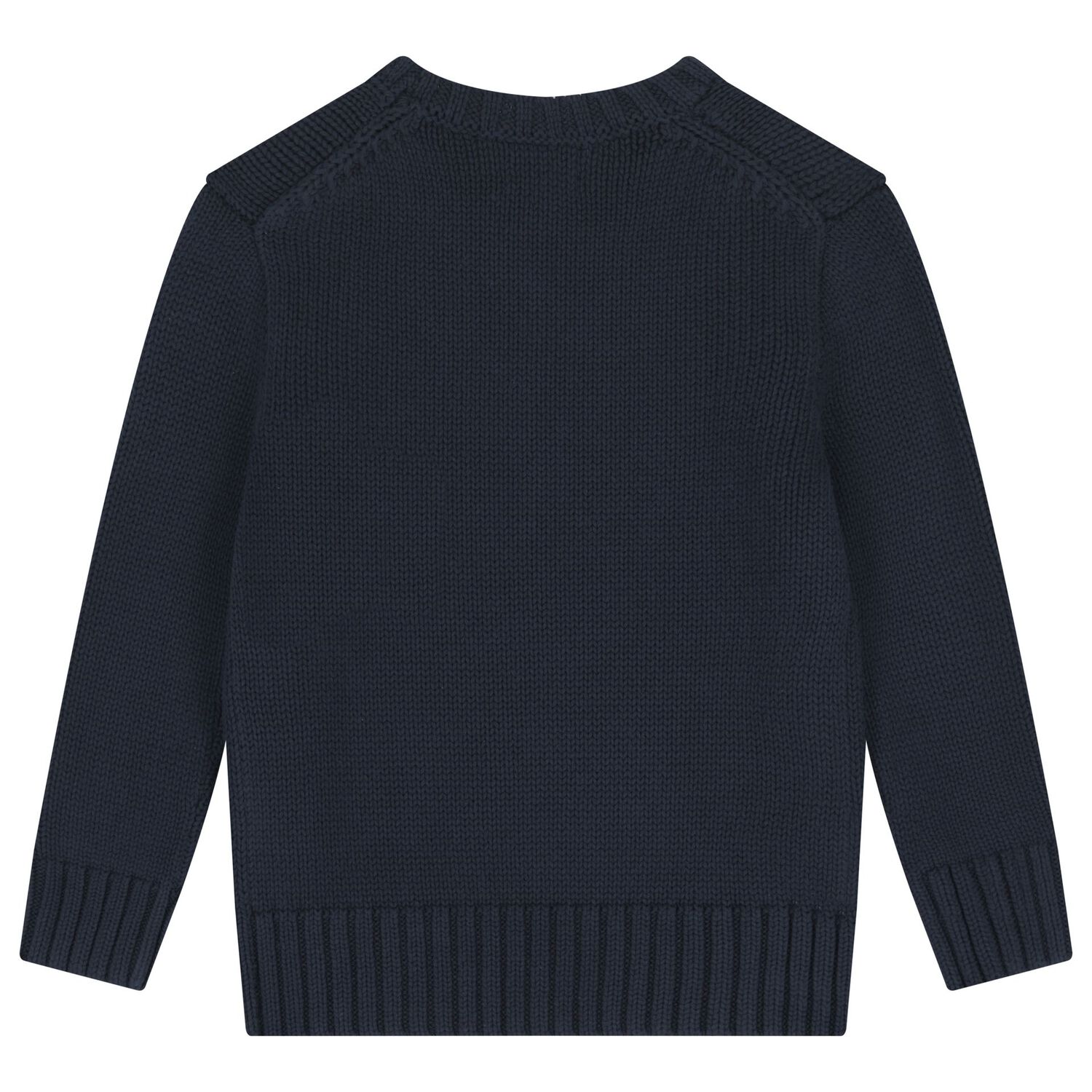 Boys Navy Blue Flag Knitted Sweatshirt, 1, hi-res
