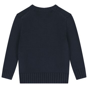 Boys Navy Blue Flag Knitted Sweatshirt