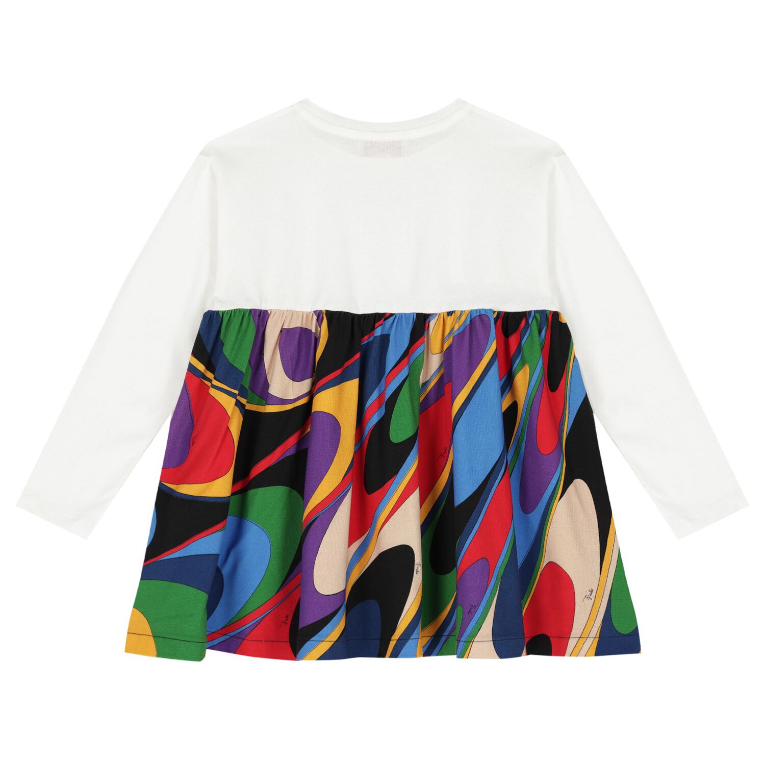 Girls White Logo Onde Dress, 2, hi-res