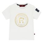 Younger Boys White & Gold Logo T-Shirt, 1, hi-res