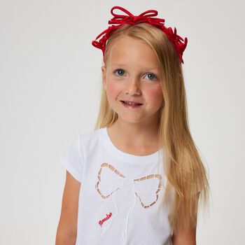 Girls Red Satin Bow Headband
